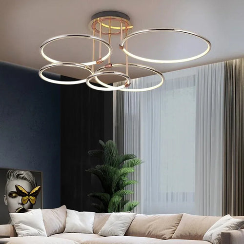 Modern and luxurious circular chandelier for indoor lighting - vue 4 sur 11
