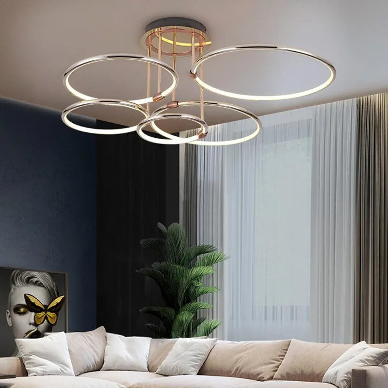 Modern and luxurious circular chandelier for indoor lighting - vue 3 sur 11