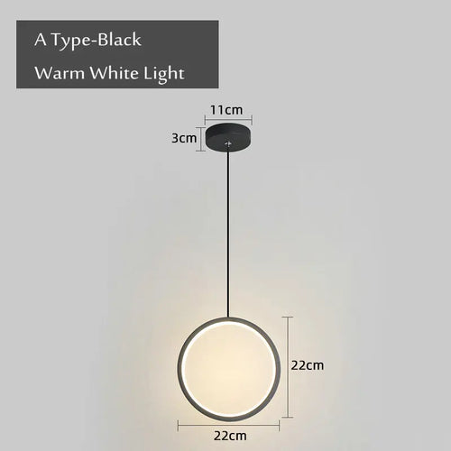 Modern round pendant light for lateral LED lighting - vue 11 sur 12