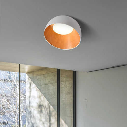 Modern simple wood LED chandelier for indoor spaces, white or black - vue 5 sur 14