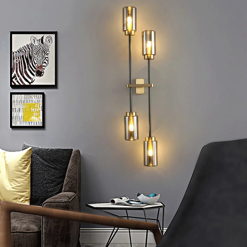 Vintage glass and gold metal wall light with creative design