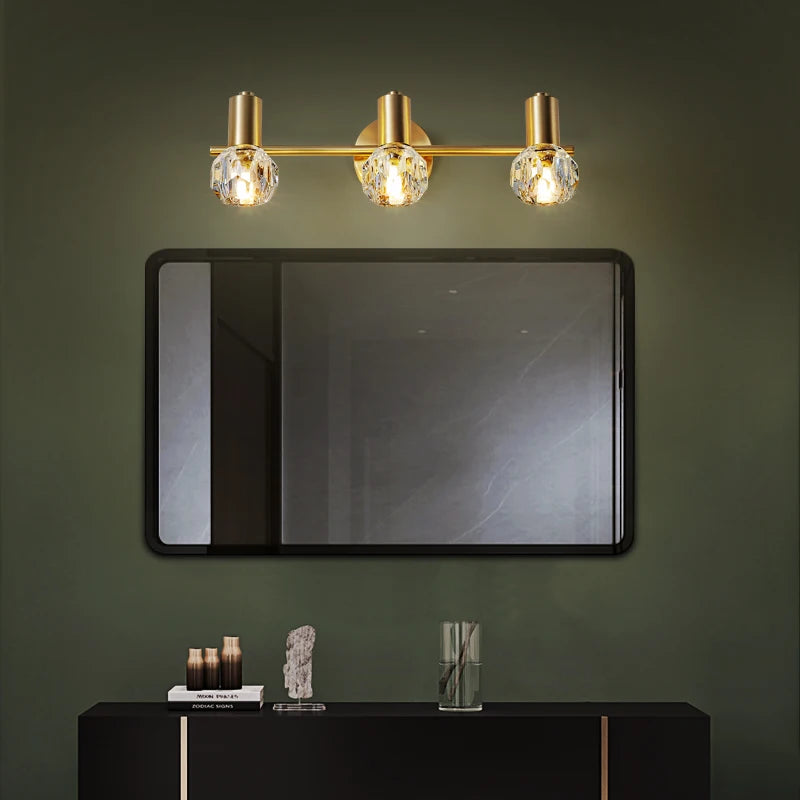 Modern crystal LED vanity wall light for bathroom