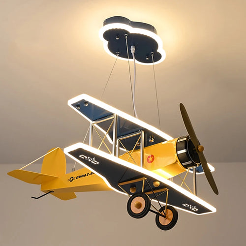 Modern children's bedroom LED airplane chandelier - vue 2 sur 6