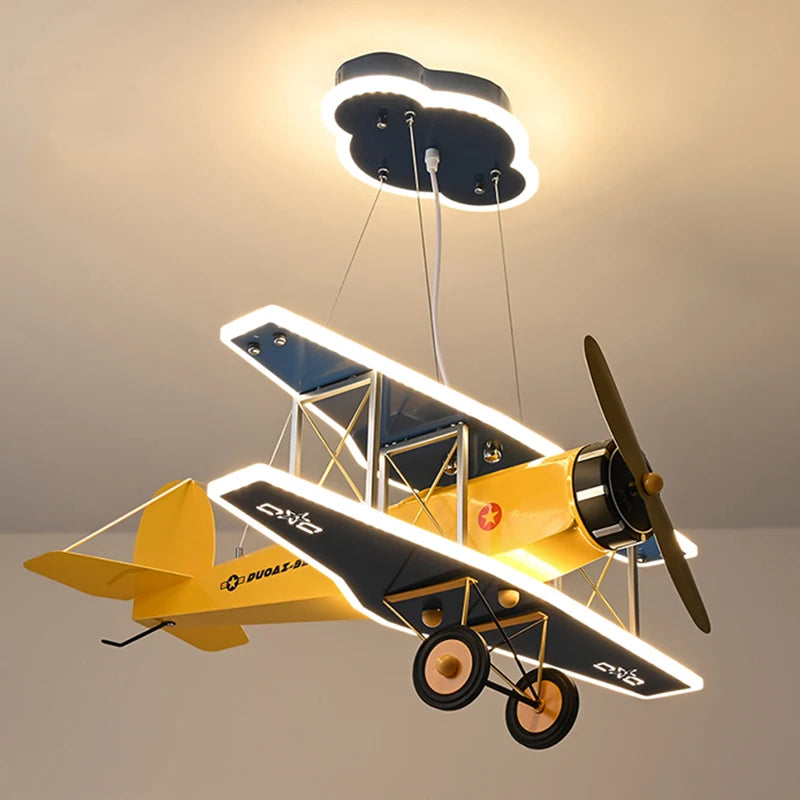 Modern children's bedroom LED airplane chandelier