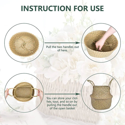 foldable rattan basket for storing flowers and accessories - vue 11 sur 14