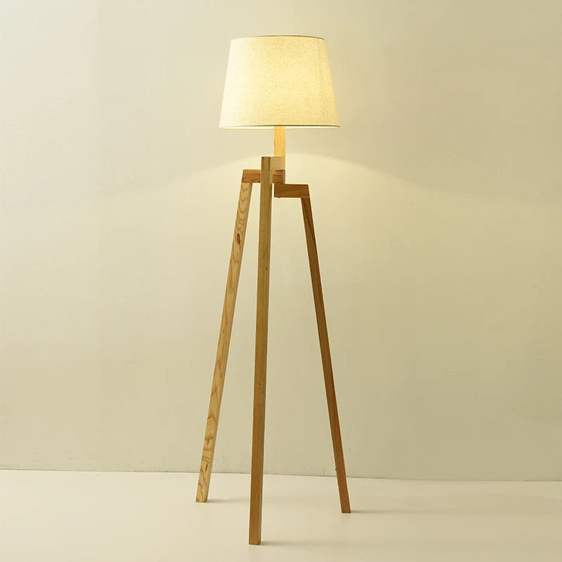 Nordic wooden floor lamp with creative three-legged design