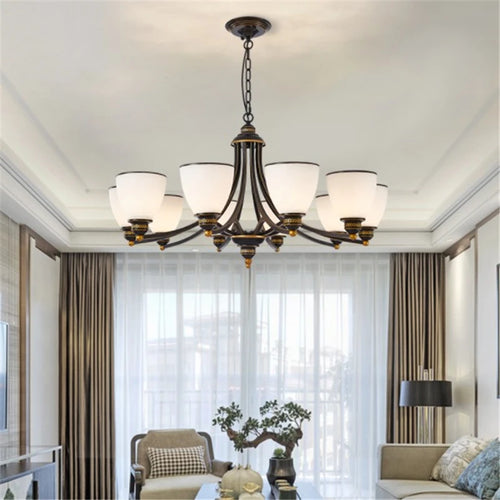 Classic iron and glass chandelier for indoor decoration - vue 3 sur 16