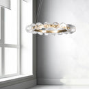 Modern round art deco LED chandelier in stone and glass