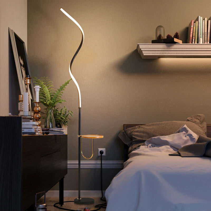 Modern curved LED floor lamp nordic decorative standing light - vue 6 sur 8