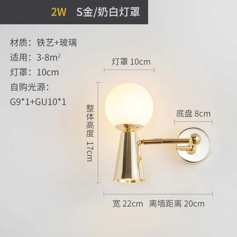 Rotatable glass head wall light for interior decoration - vue 10 sur 12
