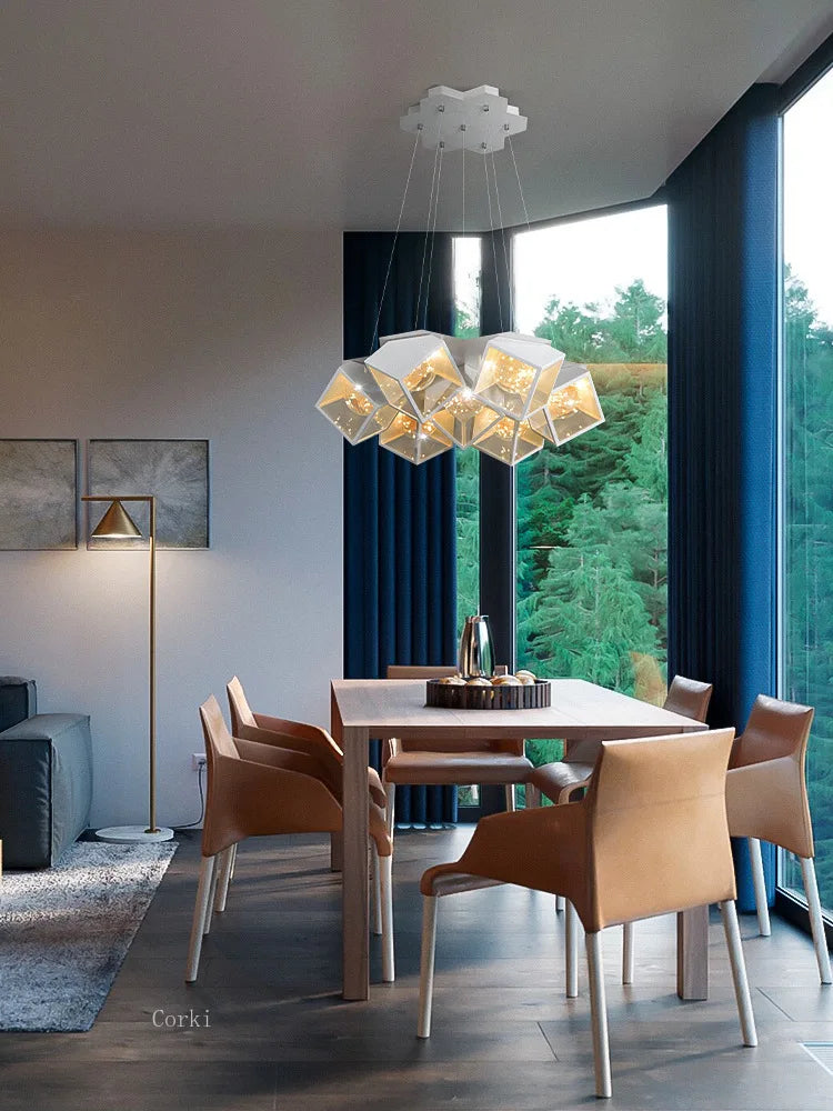 modern design led chandelier geometric interior lighting dimmable