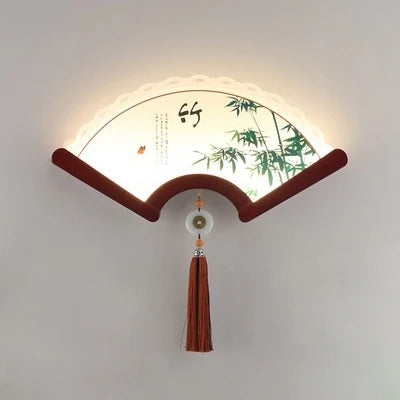 Decorative retro Asian design LED wooden fan wall light - vue 18 sur 18