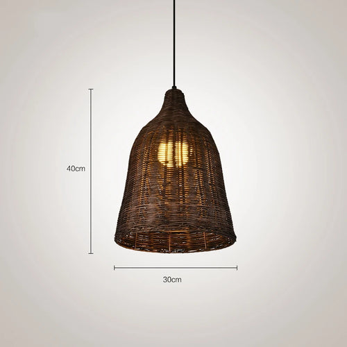 Rattan and bamboo pendant light for interior decor with Asian rustic style - vue 12 sur 16