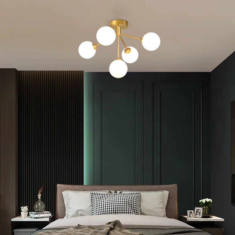lustre design nordique décoratif avec éclairage led spoutnik - vue 4 sur 9
