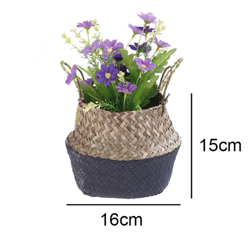 foldable rattan basket for storing flowers and accessories - vue 14 sur 14