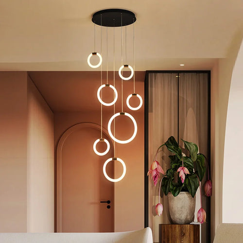 Modern acrylic LED chandelier for luxury decor - vue 2 sur 14