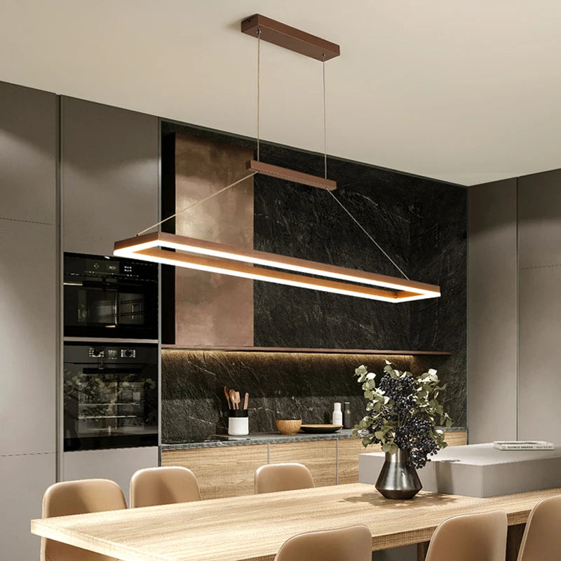 Modern rectangular LED chandelier for restaurant