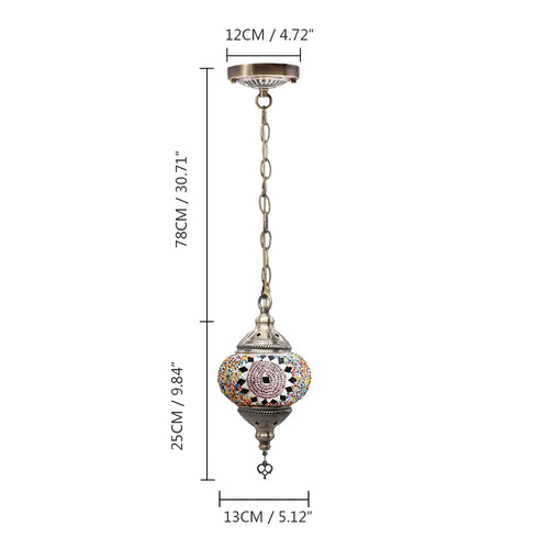 Handmade Turkish mosaic glass pendant light Mediterranean decoration - vue 27 sur 27