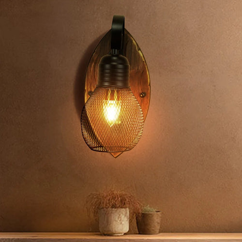 Solid wood retro wall light for interior decoration - vue 3 sur 7