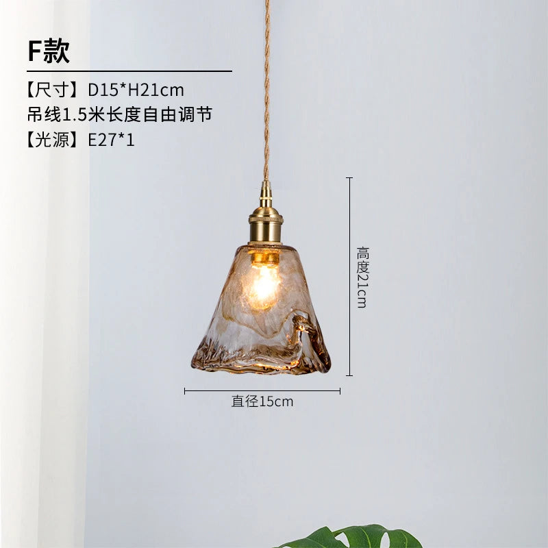Retro glass pendant light industrial style for decorative interiors