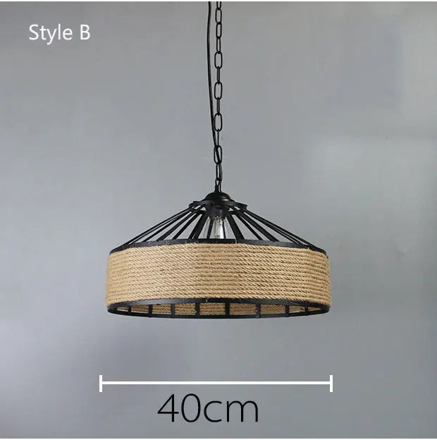 Iron rope industrial loft creative pendant light for restaurant, bar, café and dining room