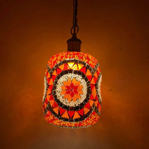 Retro vintage bohemian style Turkish mosaic LED pendant light - vue 4 sur 14