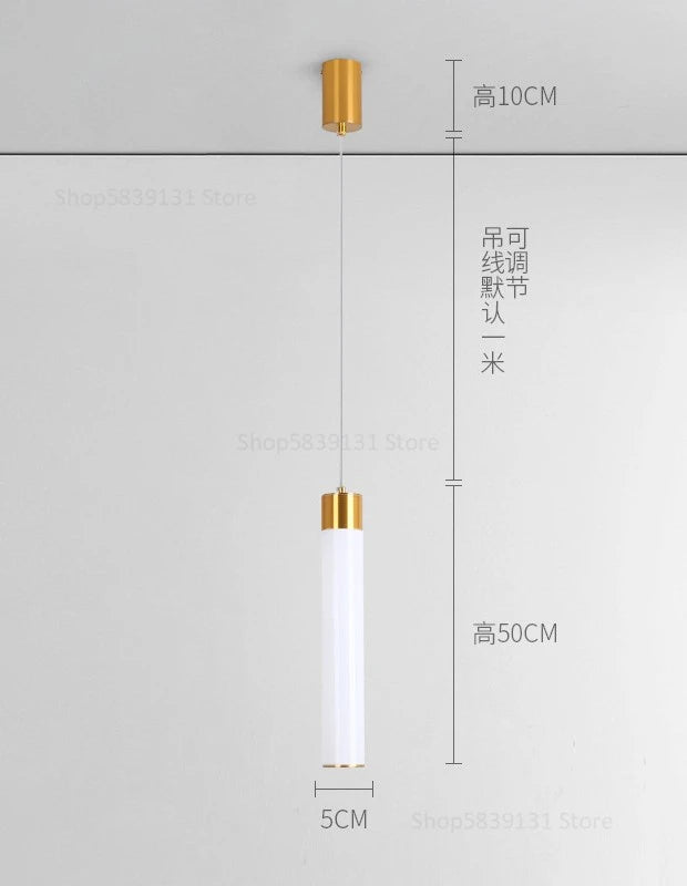 Nordic minimalist long tube acrylic LED pendant light