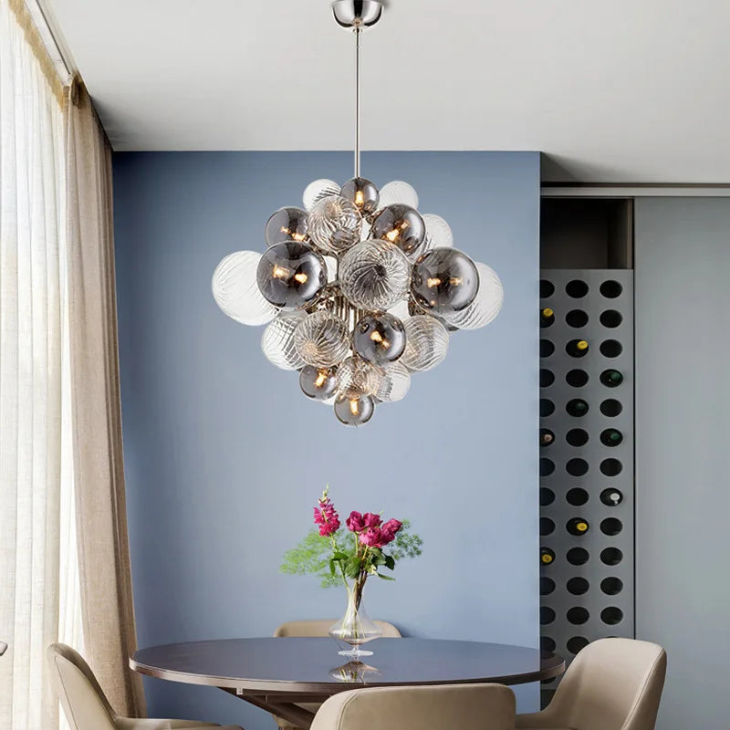 Nordic glass globe chandelier with LED lighting