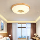 Solid wood LED ceiling light with dimmable brightness for interiors