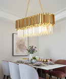 Modern crystal chandelier with large LED pendant lamp