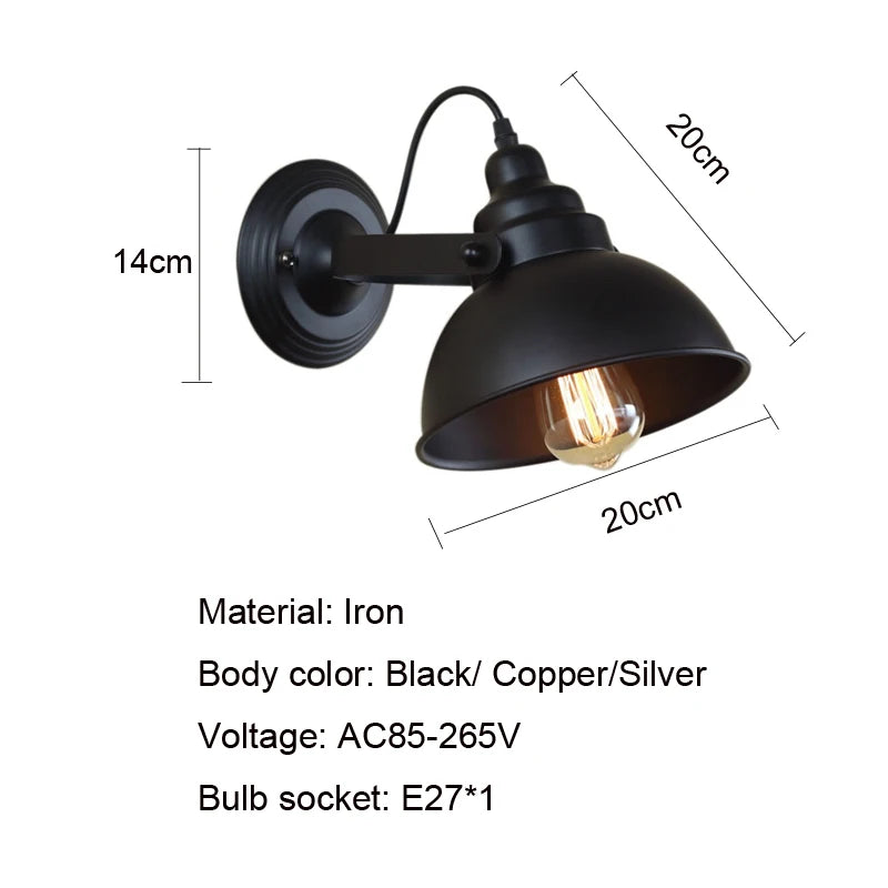 Adjustable vintage industrial wall light retro loft style