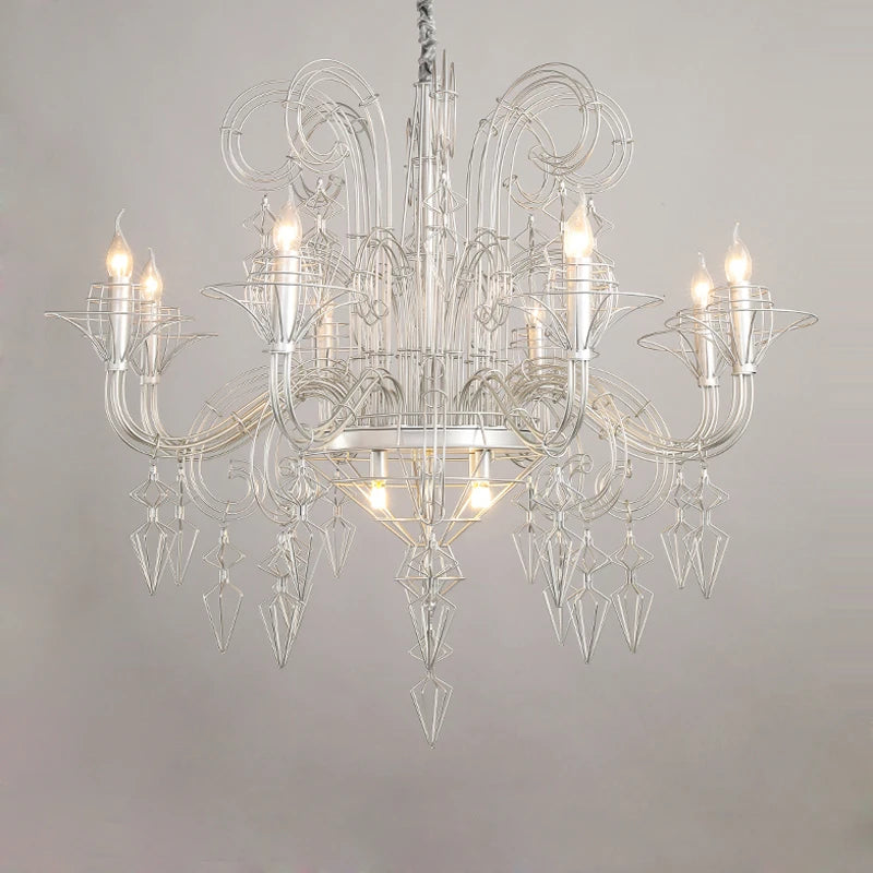 Baroque black and white designer chandelier for indoor lighting - vue 4 sur 6