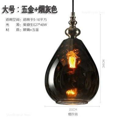 Nordic retro decorative water grain glass pendant light - vue 12 sur 21