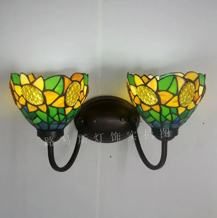 Tiffany style retro stained glass wall light for bar and restaurant - vue 9 sur 9