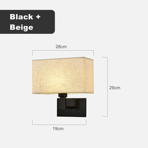 Modern fabric wall light american style square decorative - vue 9 sur 11