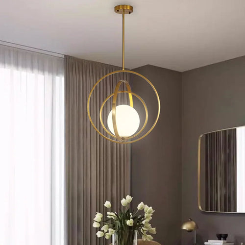 Minimalist nordic round glass chandelier luxury designer light - vue 5 sur 8