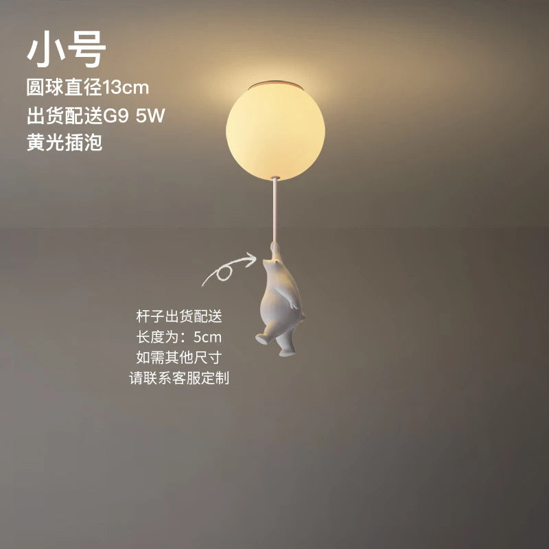 Animated bear LED ceiling light for children's bedrooms and living room decor - vue 7 sur 20