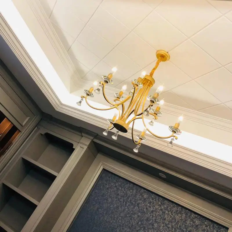 Gold crystal chandelier modern high-end lighting - vue 4 sur 10