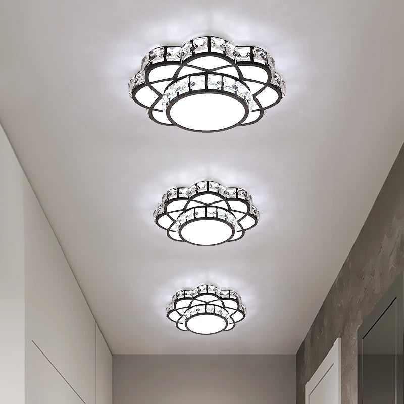 Luxury crystal LED ceiling light with floral design