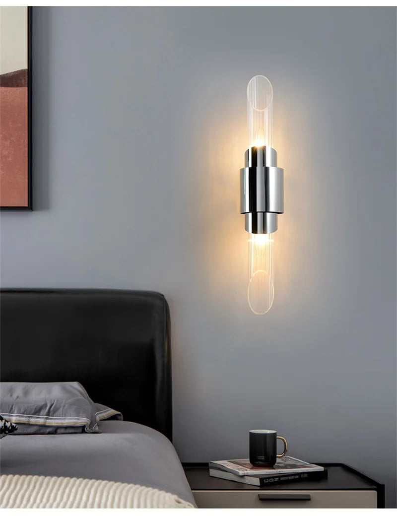 Modern glass and crystal wall light