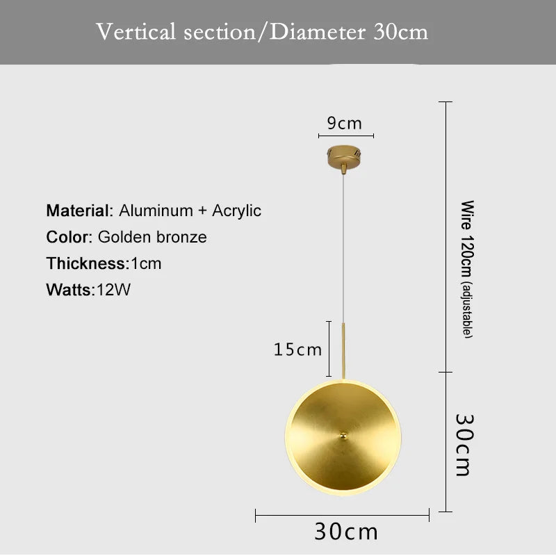 Round gold metal pendant light with ufo design - vue 11 sur 12