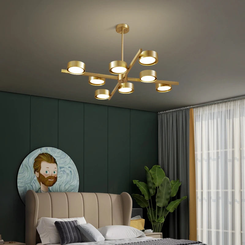 lustre nordique en cuivre design créatif pour éclairage moderne - vue 5 sur 9