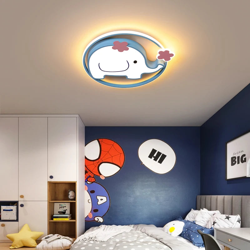 Cute elephant ceiling light for children's room playful indoor lighting