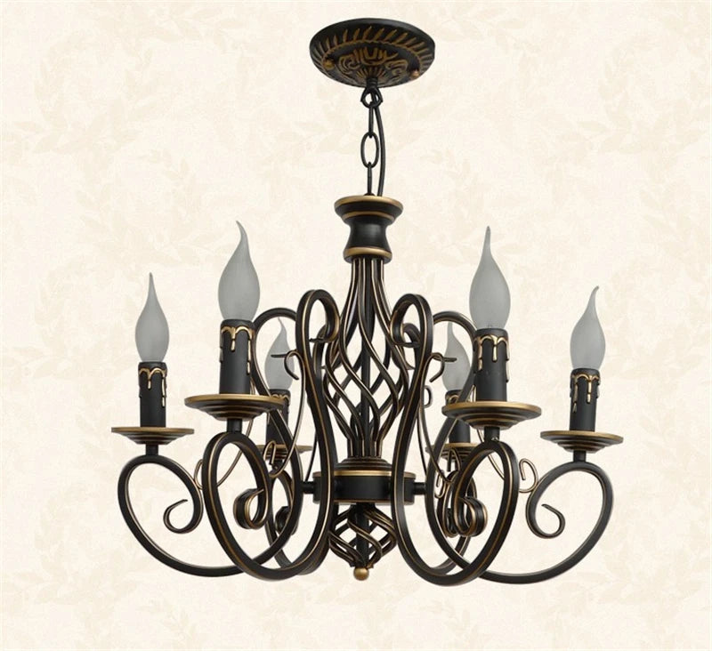 Antique iron and crystal retro nordic decorative chandelier - vue 10 sur 10