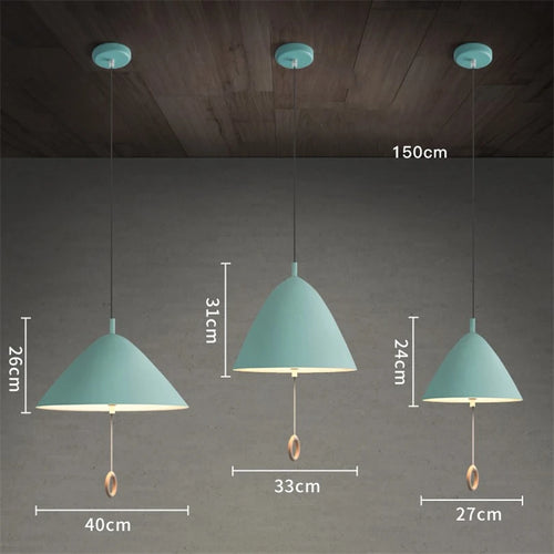Simple designer pendant lamp macaron style with pull switch - vue 6 sur 10