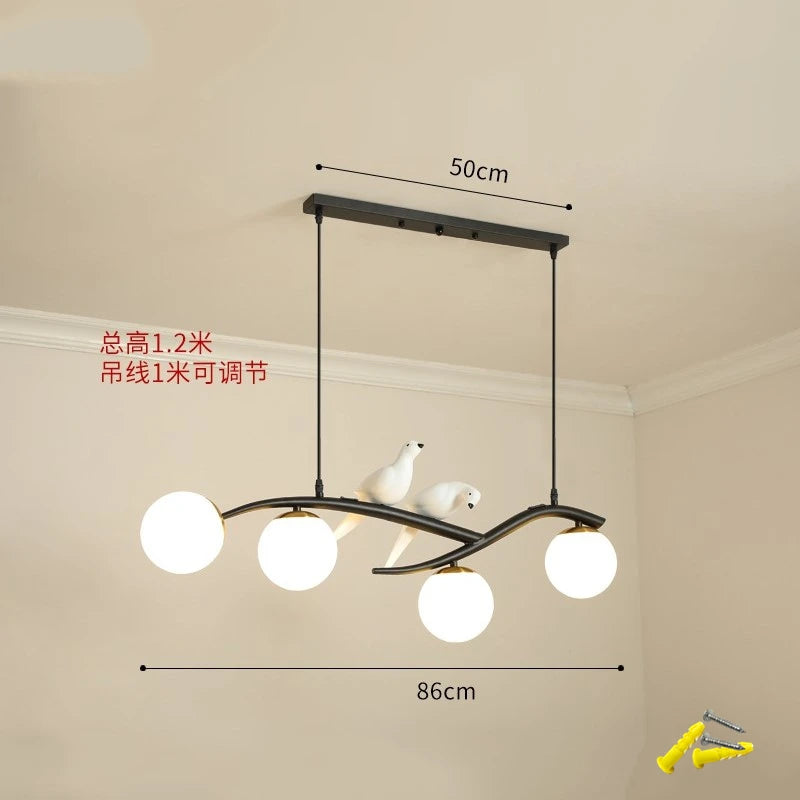 Nordic bird lamp modern chandelier with glass LED shade - vue 14 sur 14