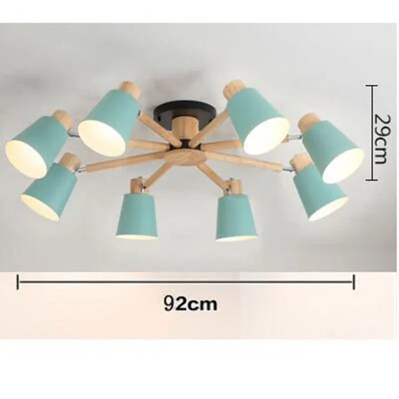 Simple modern solid wood Nordic chandelier - vue 18 sur 18