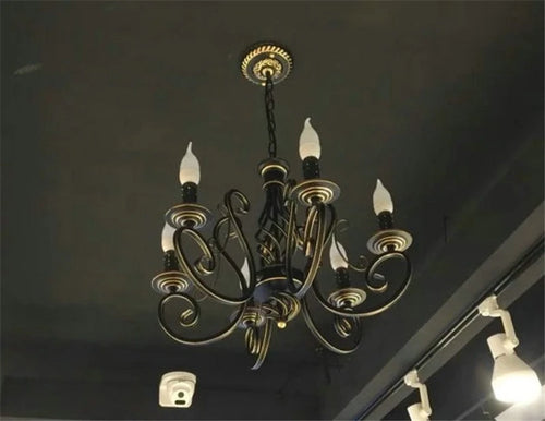Antique iron and crystal retro nordic decorative chandelier - vue 7 sur 10