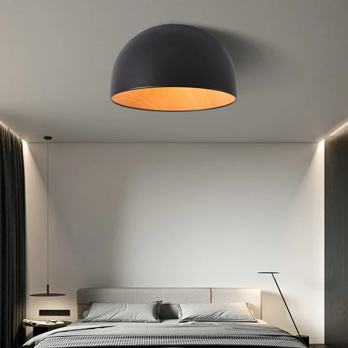 Modern simple wood LED chandelier for indoor spaces, white or black - vue 6 sur 14