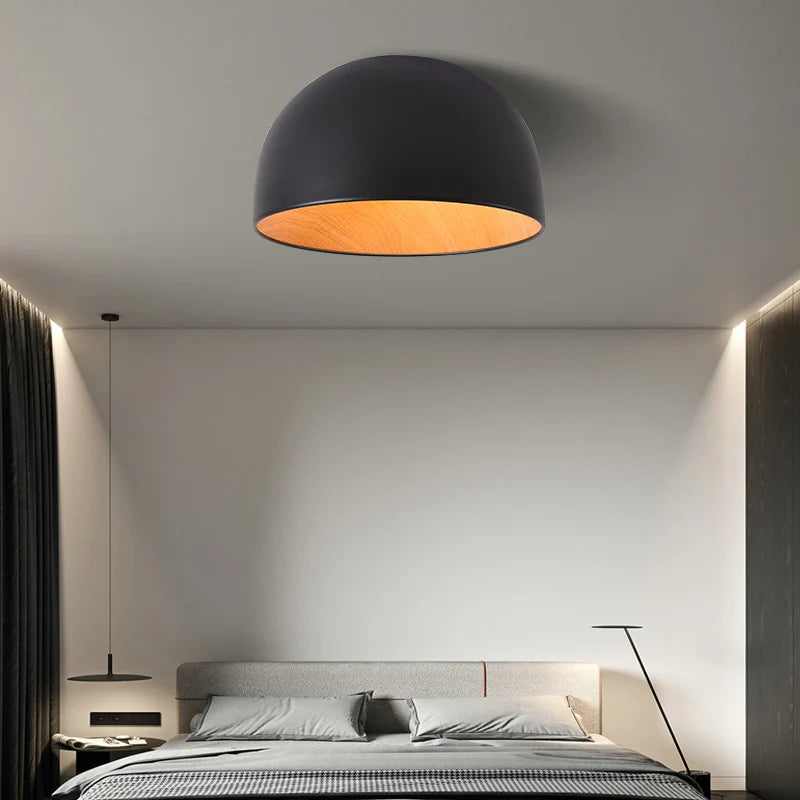 Modern simple wood LED chandelier for indoor spaces, white or black - vue 6 sur 14